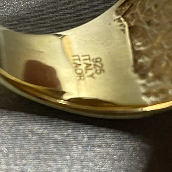 Itor Italy Sterling Silver 925 Vintage Wide Heavy Sz 7 Ring Gold Overlay. - Picture 5 of 12